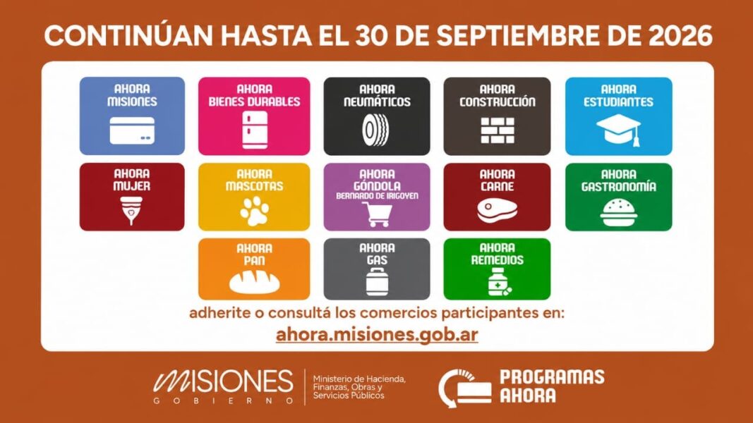 Misiones prorrogó los Programas Ahora hasta el 30 de septiembre e incorporó más beneficios 2